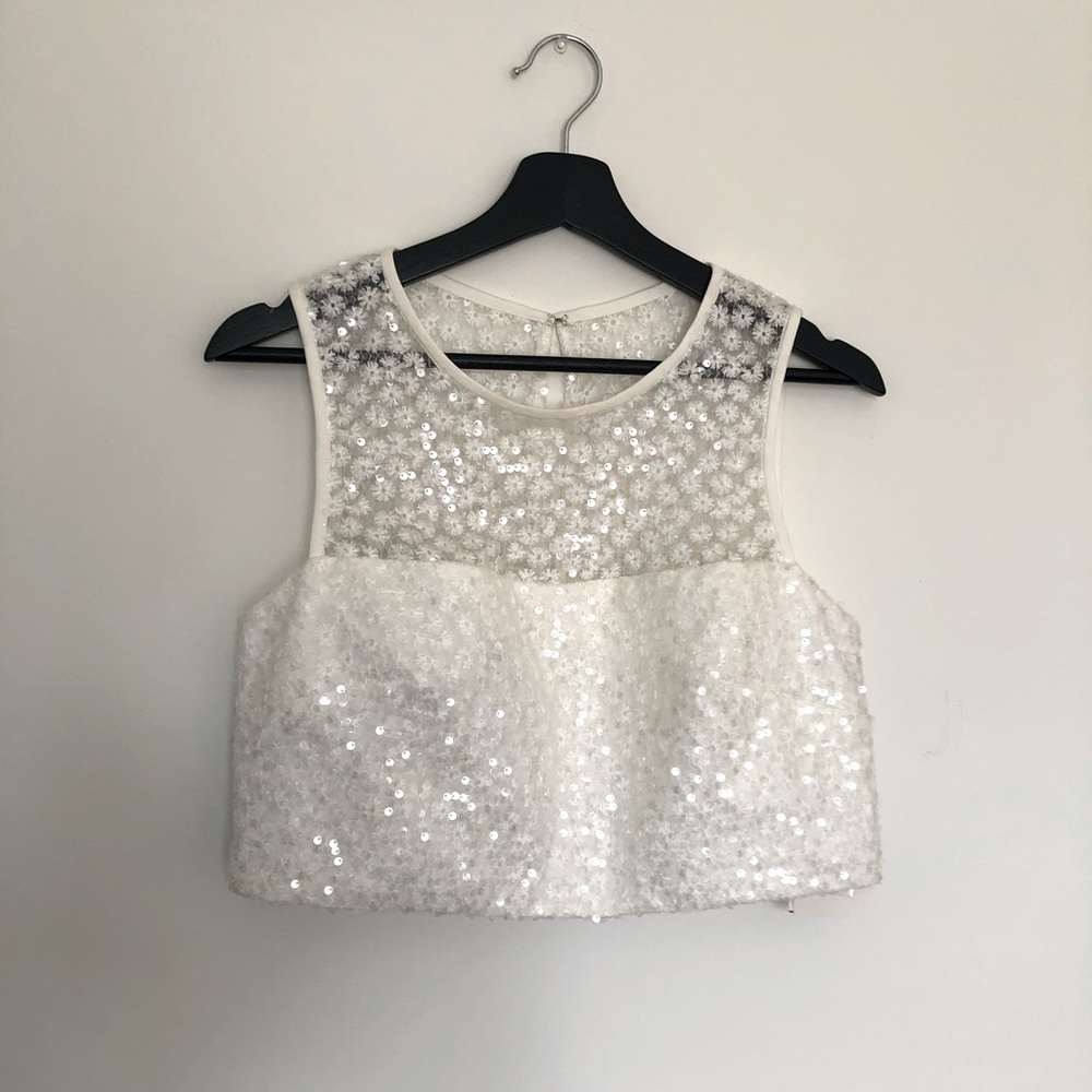 NWT Cynthia Rowley Cheers sequin crop top size 10